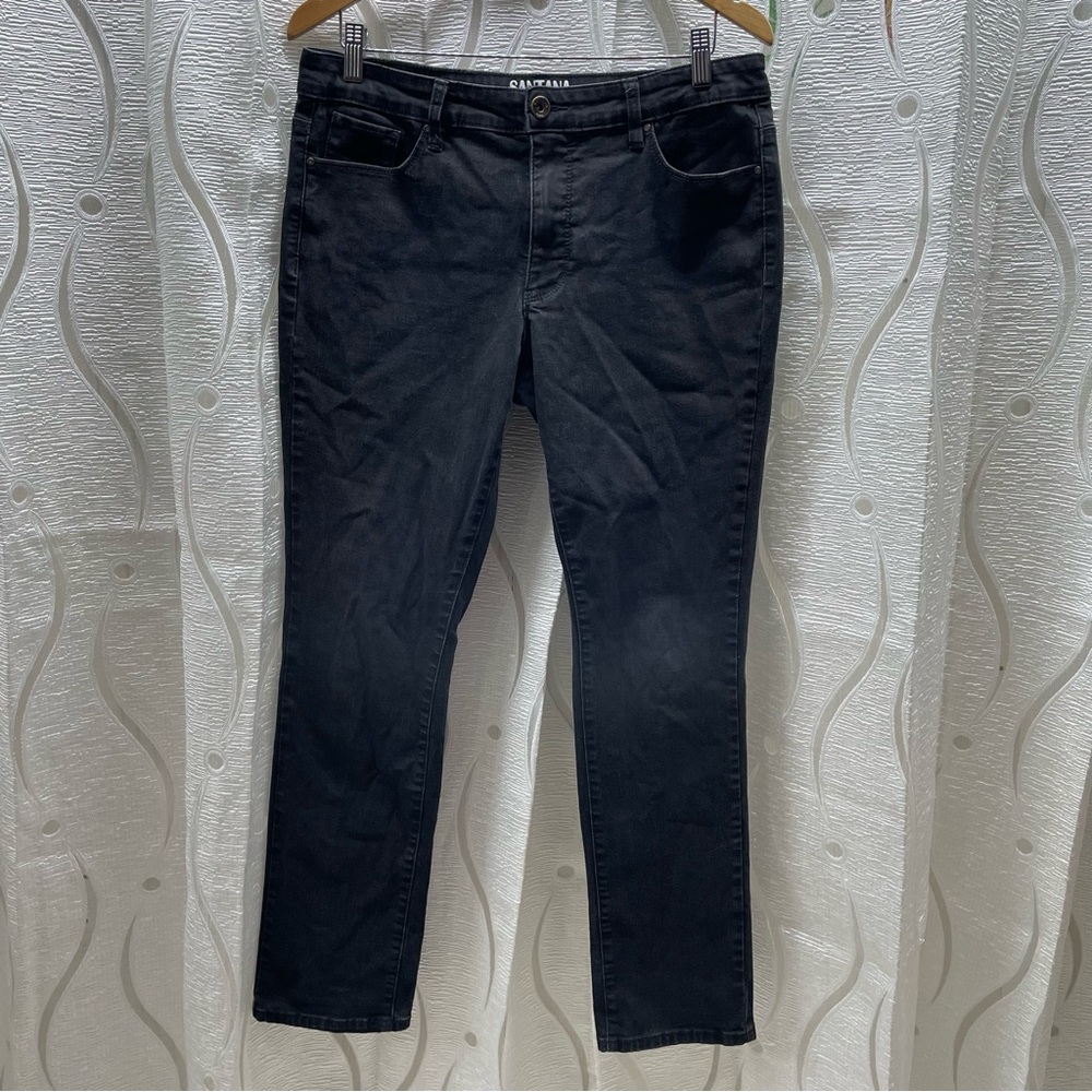Santana Jeans Denim Pants Womens 12 Black Excellent Straight Leg Stretch 4561013